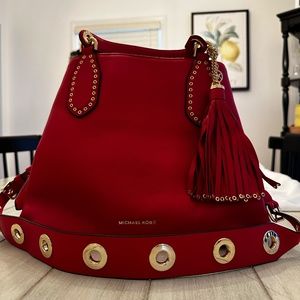 Michael Kors Bright Red Leather Brooklyn Satchel
